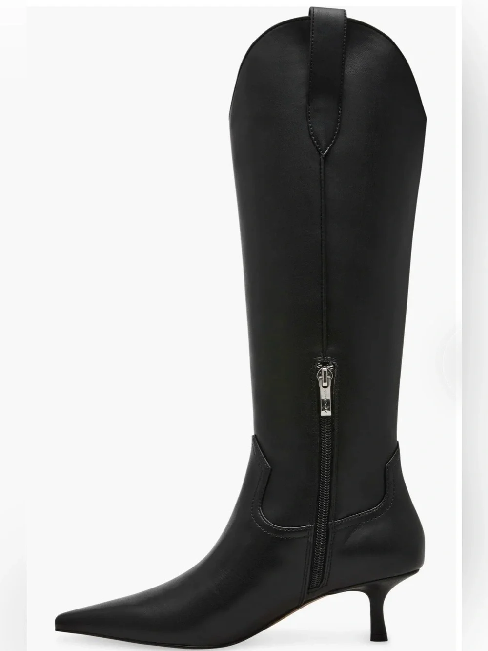 Steven New York New Britt Knee High Western Boots Black Pointed Toe 7.5